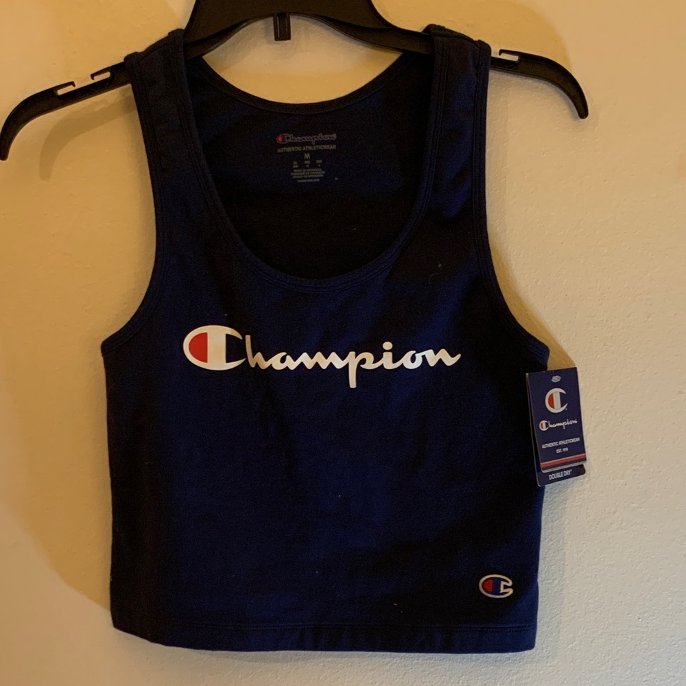 Champion Dark Blue Sleeveless Tank Top. Cropped